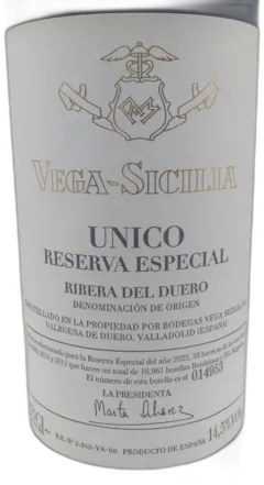 photo du vin Unico Reserva Especial
