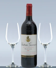 photo Vin Bordeaux Margaux Château Giscours 2000 et 2 Verres de Dégustation