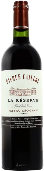 photo du vin Picque Caillou Pessac Leognan "la Réserve"