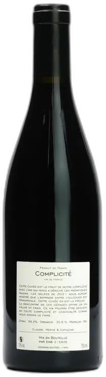 photos du vin Complicité Syrah Grenache Lucien Muzard 2021