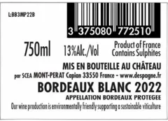 image du vin Château Mont Perat Bordeaux Blanc