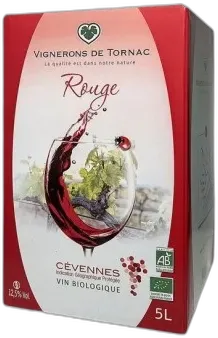 photo Vin Rouge Bio Bag in Box les Vignerons de Tornac Igp Cévennes
