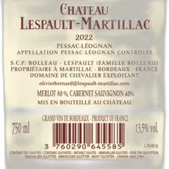 image du vin Chateau "Lespault Martillac" Pessac-Leognan Rouge Pessac-Léognan