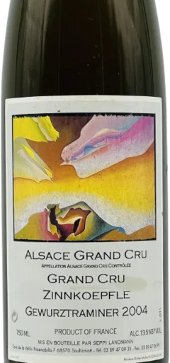photo du vin Domaine Seppi Landmann Gewurztraminer Zinnkoepfle Vendanges Tardives