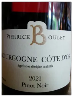 photo du vin Bourgogne Côte d’or Aoc Pinot Noir Pierrick Bouley