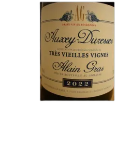 photo du vin Alain Gras "Auxey-Duresses Très Vieilles Vignes" Auxey-Duresses Rouge