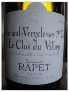 capture du vin Pernand-Vergelesses 1er Cru Clos du Village Dom Rapet
