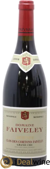 vue du vin Domaine Faiveley Corton Clos des Cortons Grand Cru Monopole Rouge