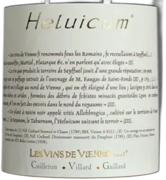 image du vin les Vins de Vienne "Heluicum" Syrah Igp Collines Rhodaniennes Rouge