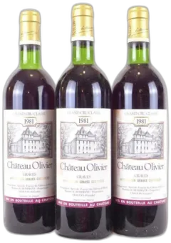 photo 1981 Graves Château Olivier Grand Cru Classé Lot de Rouge Bordeaux