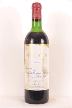 photo 1967 Pauillac Château Mouton Baron Domaine Rothschild Grand Cru Classé Étiquette Tâchée) Rouge Bordeaux