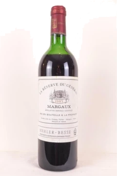 photo 1983 Margaux Réserve du Général Sci du Château Palmer Rouge Bordeaux