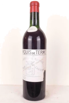 photo 1964 Margaux Château Marquis de Terme Grand Cru Classé Étiquette Bord Droit Déchiré) Rouge Bordeaux