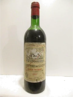 photo 1982 Canon-Fronsac Château du Gazin Étiquette Tâchée) Rouge Bordeaux