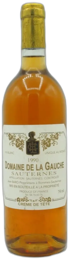 photo du vin Domaine de la Gauche Aoc Sauternes 1990 Liquoreux