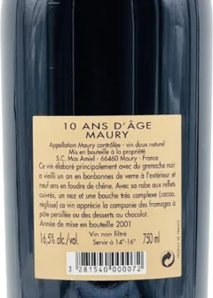 vue du vin Mas Amiel Cuvée Spéciale 10 Ans d’Âge