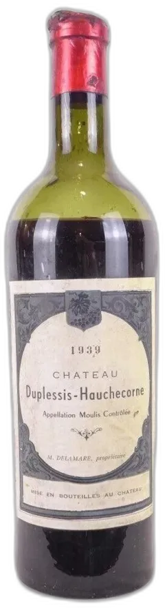 photo 1939 Moulis Château Duplessis-Hauchecorne Soufflée Capsule Abîmée) Rouge Bordeaux