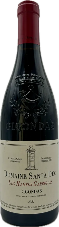 vue du vin Domaine Santa Duc les Hautes Garrigues 2021 Vin Rouge, Vallée du Rhône