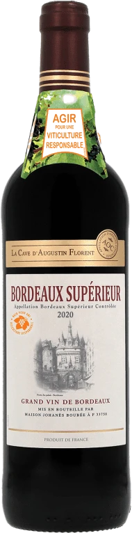 photo la Cave d'Augustin Florent, 2020 A.O.P Bordeaux Supérieur, Vin Rouge