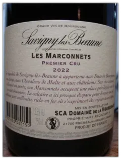 photo Savigny les Beaune 1er Cru les Marconnets Domaine de la Vougeraie 2022