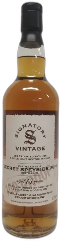 photo Secret Speyside Distillery 13 Ans 2010 1st Fill Oloroso Sherry Butts & Bourbon Hogsheads 100 Proof Signatory Vintage Écosse Speyside