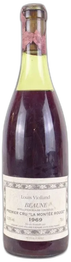 capture du vin 1969 Beaune Louis Violland Premier Cru Montée Rouge Capsule Cirée Abîmée) Rouge Bourgogne