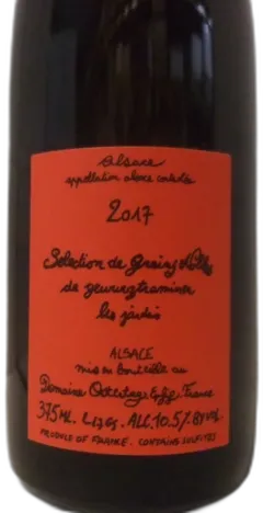 photo Domaine Ostertag Gewurztraminer Jardins Selection de Grains Nobles 2017 Alsace France