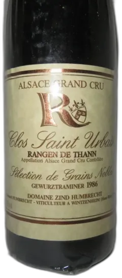 photo Domaine Zind Humbrecht Rangen Clos st Urbain Sgn Gewurztraminer 1986 Alsace France