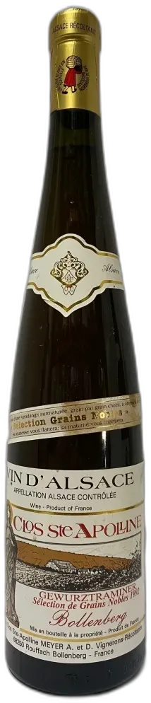vue du vin Domaine Bollenberg Selection de Grains Nobles Gewurztraminer 1992 Alsace France