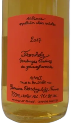 photo Domaine Ostertag Fronholz Vendanges Tardives Gewurztraminer 2017 Alsace France