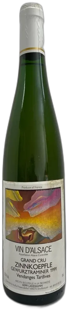 photo Domaine Seppi Landmann Gewurztraminer Zinnkoepfle Vendanges Tardives 1991 Alsace France