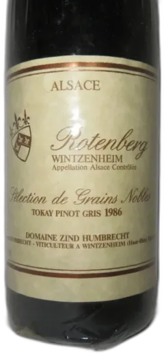 photo du vin Domaine Zind Humbrecht Rotenberg Sgn Tokay Pinot Gris 1986 Alsace France