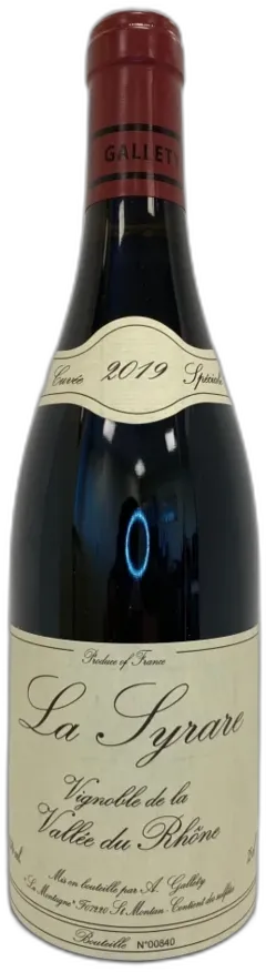image du vin Domaine Gallety la Syrare 2019 Vallée du Rhône France