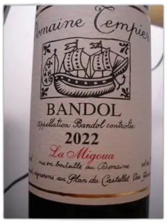 photo Bandol Rouge la Migoua Tempier 2022