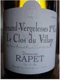 photo Pernand Vergelesses Blanc 1er Cru Clos du Village Dom Rapet 2023