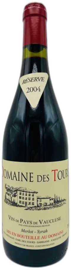 photo du vin Domaine des Tours Reserve Merlot Syrah 2004 Vallée du Rhône France