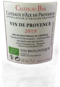 photo Coteaux d'Aix Chateau Bas l'Alvernegue 2019