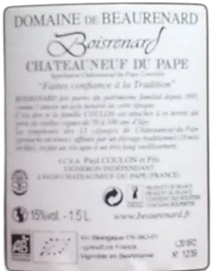 photo Chateauneuf du Pape Domaine de Beaurenard Boisrenard Magnum) 2017