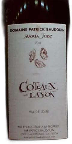 photo Coteaux du Layon Domaine P. Baudouin Maria Juby Chopine 2004