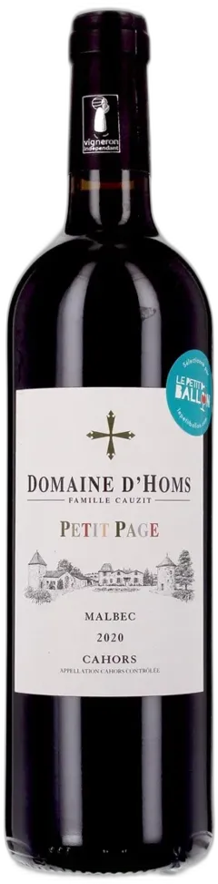 photo Pag20 adr_avr23 Domaine d’Homs Petit Page Aop Cahors Rouge 2020