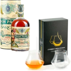 photo Rhum Don Papa Baroko et 2 Verres de Dégustation