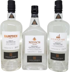 photo Velier Triple Entente Collection de 3 Rhums Blancs Hampden 62 Neisson 52 5 Foursquare
