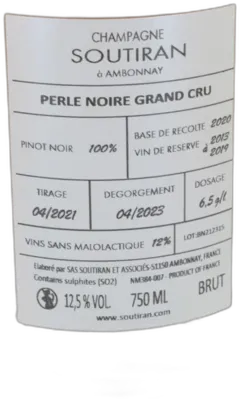 photo Champagne Soutiran Grand Cru Perle Noire