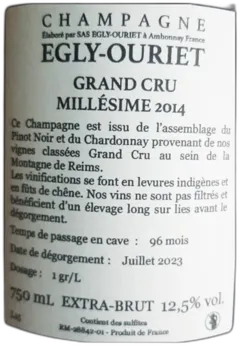 photo Champagne Egly-Ouriet Brut Grand Cru 2014