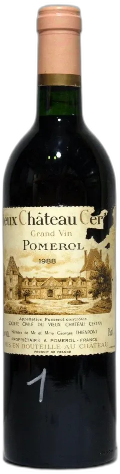 photo Vieux Château Certan 1988 Etiquette Très Légèrement Abimée