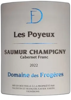 photo Bio Saumur-Champigny Rouge 2022 les Poyeux Domaine des Frogères
