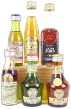 photo Années 70 Alcools Divers Lot de 6 Mignonettes Divers Producteurs Rhum Ricard Benedictine Etc Alcool