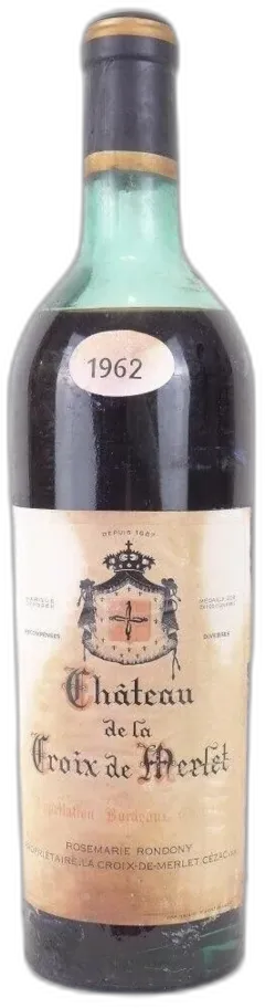 photo du vin 1962 Bordeaux Domaine de la Croix de Merlet Étiquette Très Tâchée) Rouge Bordeaux