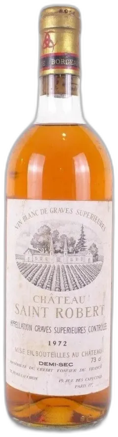 photo 1972 Graves Supérieures Château Saint-Robert Sec Bouchon Bas) Moelleux Bordeaux