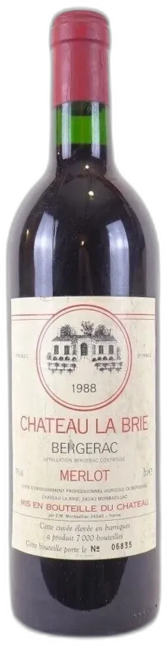 photo 1988 Bergerac Château la Brie Merlot Élevé en Barrique Fût de Chêne Rouge Sud-Ouest